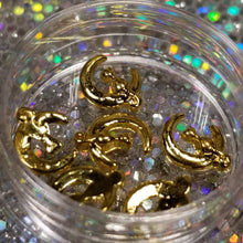 Load image into Gallery viewer, π Peaches Over the Moonπ || Gold Tone Nail Art Charm || Cat Flatback Stud