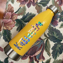 Load image into Gallery viewer, Hydrating Libation || Mustard Yellow with Custom Name || Water Bottle || Stainless Steel Lid & Base