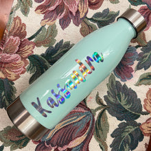 Load image into Gallery viewer, Hydrating Libation || Mint Blue with Custom Name || Water Bottle || Stainless Steel Lid & Base