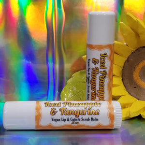 Iced Pineapple & Tangerine || Lip & Cuticle Scrub Balm Sticks || .5 oz Tube || Sensitive Skin Exfoliation