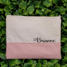 Load image into Gallery viewer, Baby Pink Nude || Nail Care Pouch with Custom Name || Personalized Faux Suede Cosmetic Travel Bag