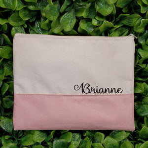 Baby Pink Nude || Nail Care Pouch with Custom Name || Personalized Faux Suede Cosmetic Travel Bag