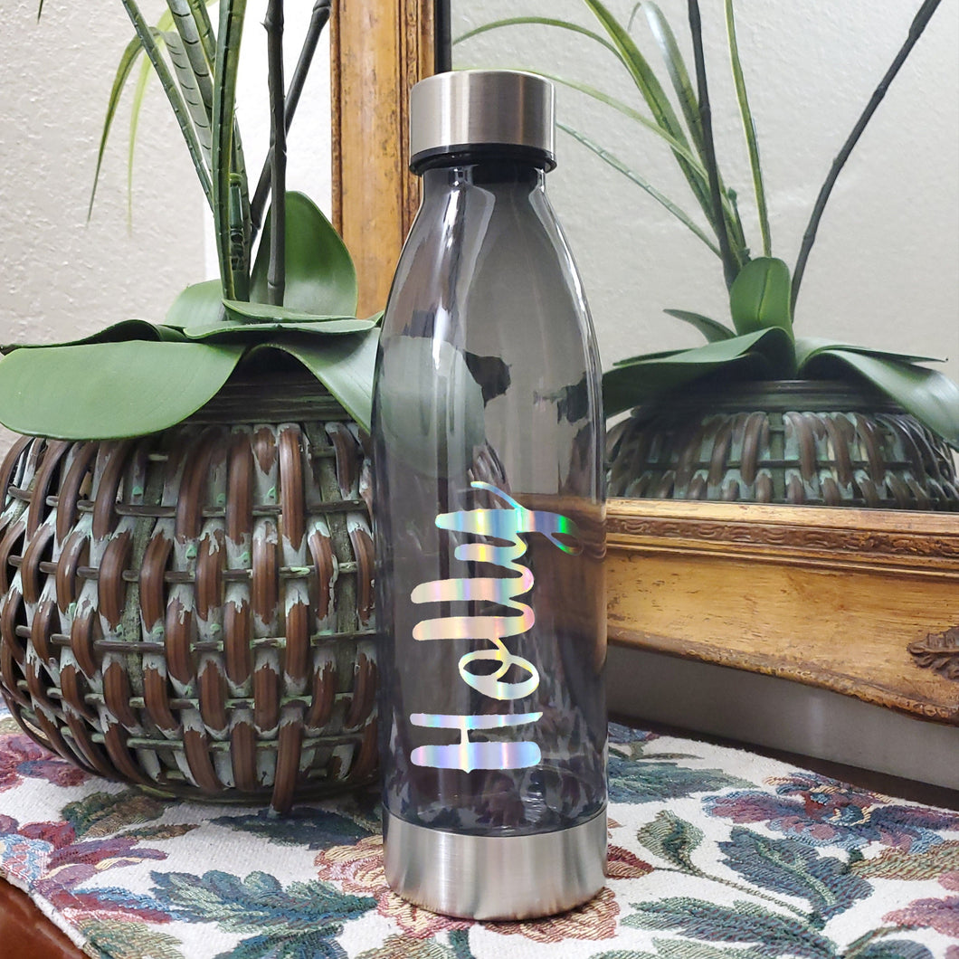 Hydrating Libation || Black with Custom Name || Water Bottle || Stainless Steel Lid & Base