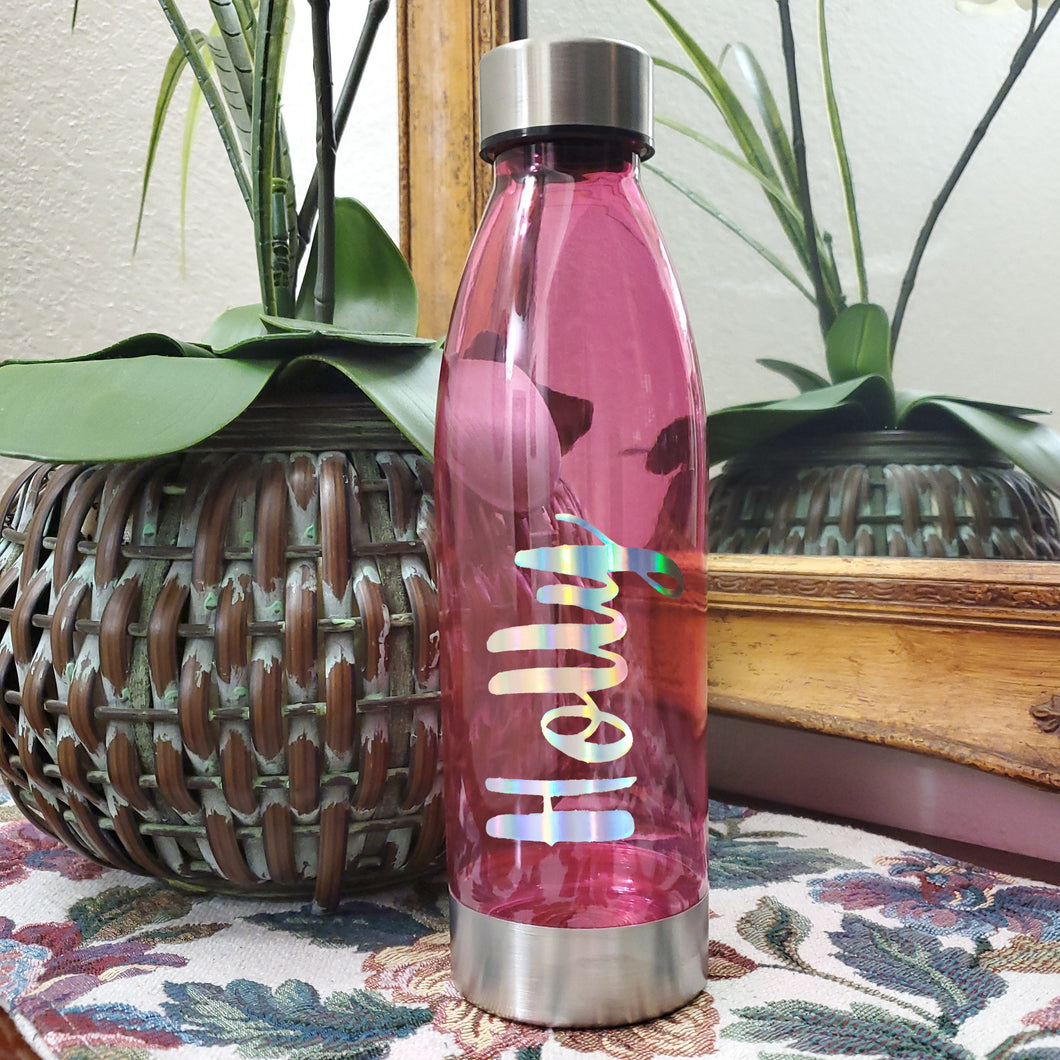 Hydrating Libation || Pink with Custom Name || Water Bottle || Stainless Steel Lid & Base