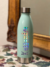 Load image into Gallery viewer, Hydrating Libation || Mint Blue with Custom Name || Water Bottle || Stainless Steel Lid &amp; Base